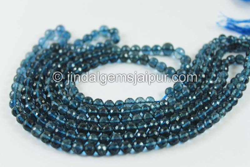 London Blue Topaz Faceted Round Beads